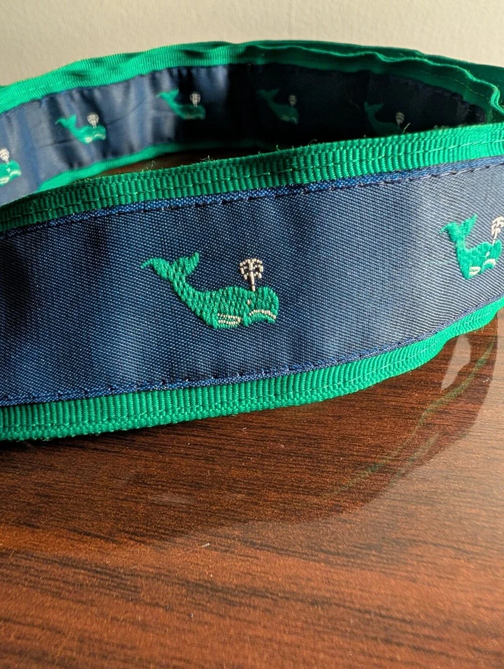 Blue and Green Eliza B Belt with Whales, Size Small
